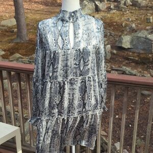 ODDY Snake Print Midi Dress - Black and Gray